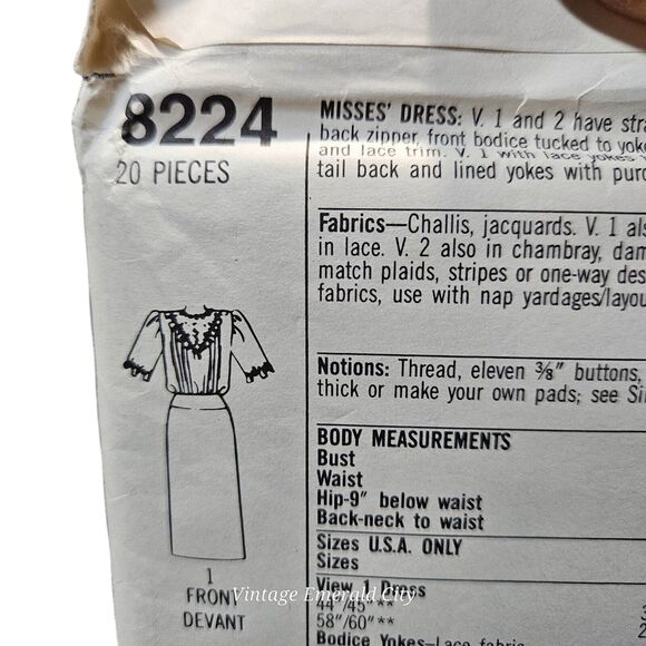 Simplicity 8224 Vtg 80s Dress Jessica McClintock Fish Tail Back Flounce Sz 10 - Picture 4 of 7